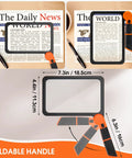 Big Full Page Magnifier With Light 7.3x4.4 Inch Lens, 48 LED Cold And Warm Illumination, folding handheld magnifier with news text