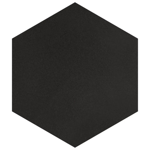 Hex Black Porcelain Tile For Floor And Wall, Textured Glazed Hexagon Tile, Eight And Five Eighths By Nine And Seven Eighths Inches