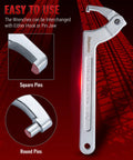 Adjustable Spanner Wrench Set With Changeable Heads All In One Eleven Piece Tool Kit For Hydraulic Ram Cylinders DIY Ready Machinery And Vehicles With Square Slot And Round Hole Adapters