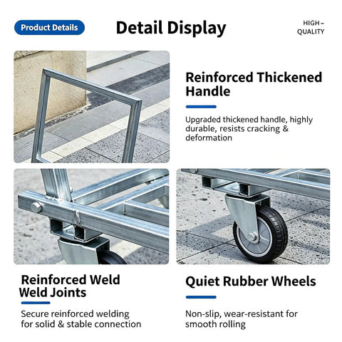 Heavy Duty Push Cart Dolly Platform Truck For Hauling Up To 661 Lbs With A 25 Inch Long By 15 Inch Wide By 30 Inch High Flatbed Hand Truck Style Utility Carrier Built For Warehouse Workshop And Home, reinforced handle and quiet rubber wheels