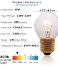 40 Watt Oven Light Bulbs 2 Pack For Oven Stove Refrigerator Microwave Incandescent High Temp 570F Capable Warm White 400 Lumens G45