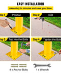 Installation steps for Tough As Nails Heavy Duty Yellow Safety Bollard Barrier 36 Inch Tall 5.5 Inch Diameter Steel Post.