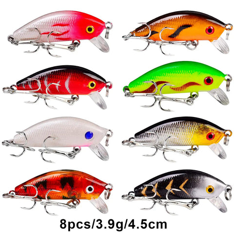 Beast 43Pc Fishing Lures Set Minnow and Crankbait Tackle Kit with assorted topwater floating lures, realistic 3D eyes.