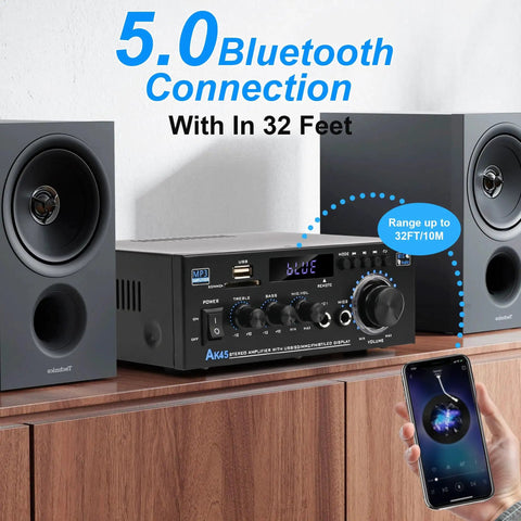 Dope 400W Bluetooth Stereo Amplifier For Home Audio System With 2 Channel Power, Wireless 5.0 Streaming, setup with speakers