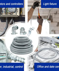 Dope Flexible Steel Electrical Conduit Kit Half Inch Diameter 100 Feet Long With 5 Couplings 3 Elbows And 10 Straps in use