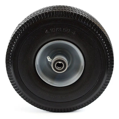Heavy Duty Solid Rubber Flat Free Tubeless Hand Truck Tire Wheel For Carts And Dollies, 10 x 3.5 Inches, front view
