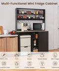 Mini Fridge Cabinet With Storage And Power Outlet Coffee Bar Cabinet With Space For A Mini Fridge And Microwave Shelf