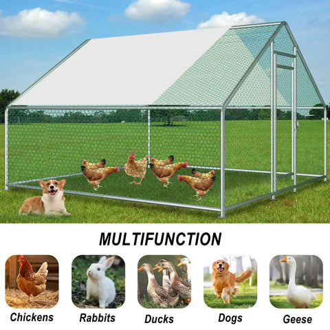 Heavy Duty Beefy Outdoor Chicken Coop With Metal Frame Large Poultry Pen Enclosure; multifunction for various animals