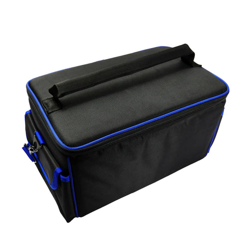 No Sweat Mini Three Phase Power Quality Analyzer With Four PC Current Clamps And USB Logging carrying case with blue accents.