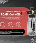 Wide Mouth Foam Cannon For Pressure Washer With Thick Snow Foam For Car Wash, Pro Grade Adjustable Soap Cannon with clear bottle.