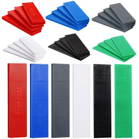 300 Pcs Plastic Flat Shims For Tile And Floor Leveling With Six Size Options From 3 64th Inch To 1 4th Inch Color Assortment