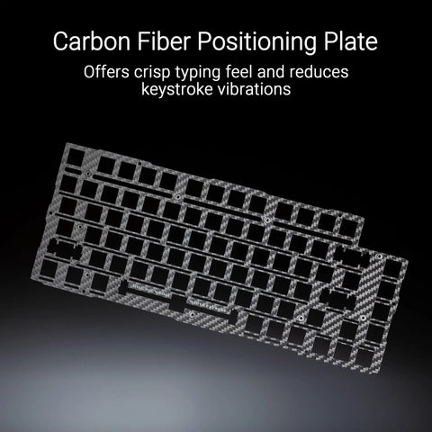 Carbon fiber position plate for Wireless Mechanical Gaming Keyboard With Gasket Mount And 75 Layout Using Clicky Pbt Keycaps Brushed Aluminum Build.
