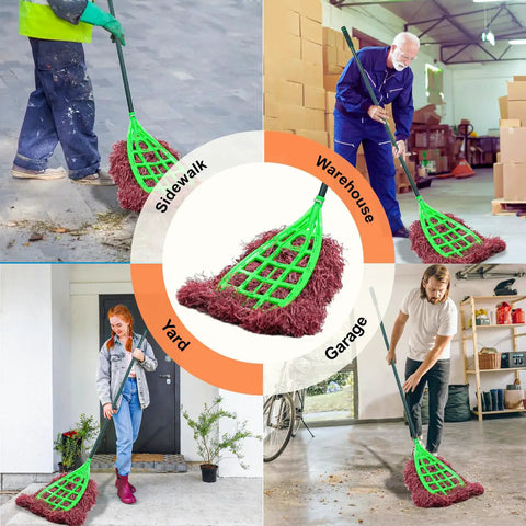 Tough As Nails Commercial Yard Broom With Reinforced Frame And Extra Long Handle for sweeping sidewalks, yards, and warehouses.