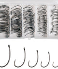 Pro Grade 175Piece Barbless Carp Hook Kit With Curve Shank Crank Wide Gape Fly Tying And Circle Hooks Includes Tackle Box