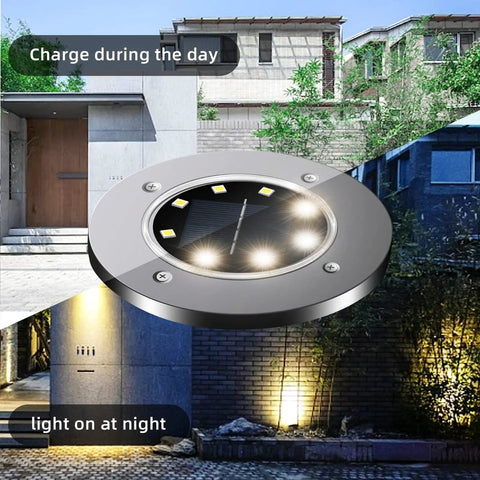 12-Pack Solar Ground Lights 8-LED In-Ground Pathway Lights Outdoor Waterproof For Yard Lawn Driveway White Finish Durable