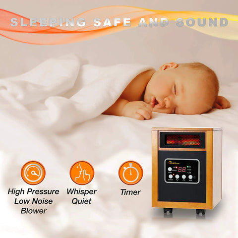 Heavy Duty Portable Space Heater With Dual Infrared Quartz And Ptc Heating To Kick Serious Cold To The Curb, 1500 Watts High Low Settings, Auto Energy Mode, Built Like A Tank For Safe Room Warmth In Rich Cherry Finish