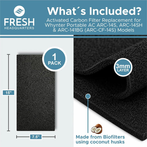 Premium Activated Carbon Replacement Filter For Portable Air Conditioners Knocks Out Funky Odors And Vocs Fits Like A Dream To Arc 14S Models Measuring Seven By Fifteen Inches Keeping Rooms Chill And Super Clean