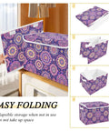 Totally Solid Collapsible Storage Bins With Lids And Heavy Duty Handles For Bedroom Closet Organization thick fabric bin in purple design.