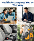 Collage showing Insulin Cooler Travel Case With Two 90g TSA Ice Packs in use at home, office, car, and in a backpack.