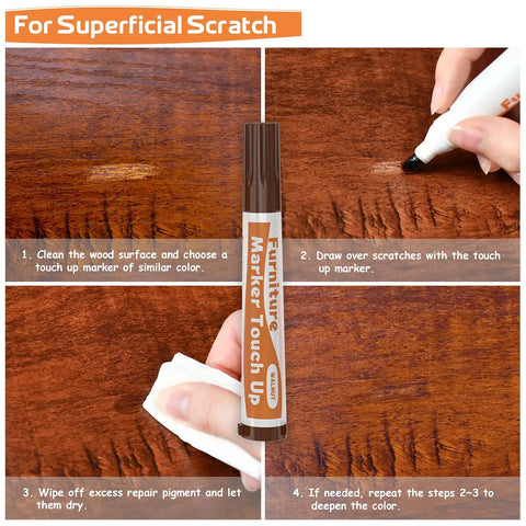 Premium Badass Wood Furniture Repair Kit That Straight Up Fixes Scratches Chips And Cracks On Floors And Cabinets With Eight Dark Wood Fillers And Markers Fast, step-by-step application guide.