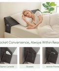 King Size Wedge Pillow for Headboard Gap Filler and Bed Gap Sealer, Adjustable Wedge for Head and Neck Support, Multi Functional Gap Blocker for Bed, Sofa, or Wall Gaps, Seals 0 to 7 Inch Gap, Gray 76 by 11 by 9 Inches with pocket