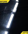 Before and after using Scratch Out Liquid Car Scratch Remover And Polishing Compound For Light Scratches, Hazy Paint And Swirl Marks