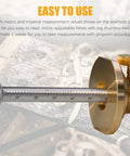 Pro Grade Wheel Marking Gauge Kit with brass anti-roll head and metric/imperial ruler in woodworking setting