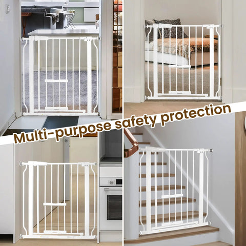 Walk Through Safety Gate For Doorways And Stairs With Auto Close And Hold Open, installed in various home settings