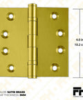Rock Solid Heavy Duty Ball Bearing Door Hinges 4x4 Inch Solid Brass Satin Brass Finish Set Of 6, close-up, showing hinge structure
