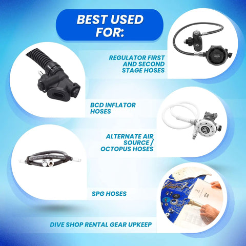 Image showing best uses for Neon Yellow 2.5 Inch Regulator Hose Protector For Scuba Diving With Vented Self Draining Design.