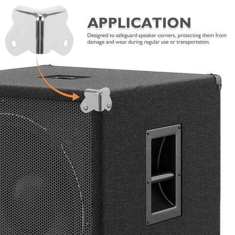 12 Pieces Metal Speaker Cabinet Corner Guards 1.57 Inch Silver Edge Protectors With Screw Holes For Amplifier Cabinets Easy Install