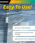 Open Steel Strapping Seals Half Inch By One And A Quarter Inch Galvanized Metal Banding Clips shown securing strapping