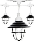 Oil Rubbed Bronze Lens Shade Cafe Lights With Acrylic Edison Bulbs, 48 Ft Outdoor String Lights For Patio Or Deck