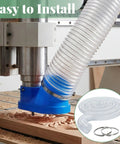 30 Ft Long 6 Inch PVC Dust Collection Hose Flexible Puncture Resistant Vacuum Hose With 8 Stainless Steel Clamps For Industrial And Home Use Clear Dust Extraction Hose For Secure Fittings attached to woodworking machine