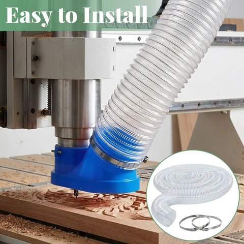30 Ft Long 6 Inch PVC Dust Collection Hose Flexible Puncture Resistant Vacuum Hose With 8 Stainless Steel Clamps For Industrial And Home Use Clear Dust Extraction Hose For Secure Fittings attached to woodworking machine