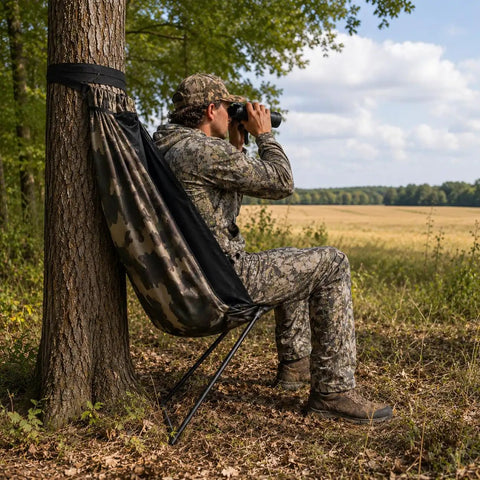 Hunter on Low Profile Hunting Chair Hammock Seat With 360 Degree Swivel Portable Camouflage Ground Stool For Deer And Turkey