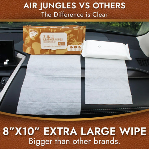 3in1 Leather Cleaner Wipes Extra Large 8x10 For Car And Home Leather Care Heavy Duty Refresh Removes Dirt Oil Stains 70 Count