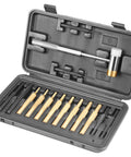 Top Shelf Hammer And Punch Set With Durable Brass Strikers, Polished Steel Heads For Zero Fuss Gunsmithing And Firearm Maintenance, Includes Heavy Duty Storage Box.