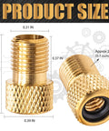 Detailed view of Brass Presta To Schrader Valve Adapter For Bikes Converting Presta To Schrader with size dimensions and weight
