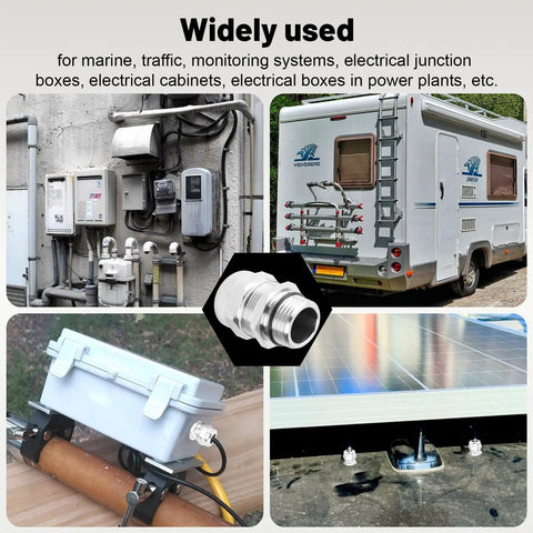 Heavy Duty 304 Stainless Steel One Quarter Inch Waterproof Cable Gland IP68 in use with electrical boxes and outdoor equipment