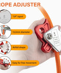 8ft Galvanized Steel Wire Core Flipline Lanyard Kit with adjustable rope grab for arborist climbing and fall protection.