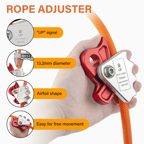 8ft Galvanized Steel Wire Core Flipline Lanyard Kit with adjustable rope grab for arborist climbing and fall protection.