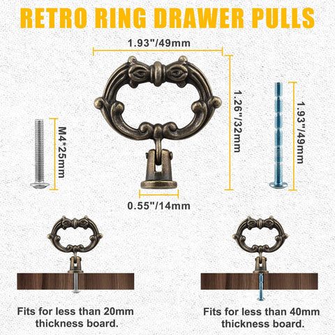 Antique Bronze Drop Ring Cabinet Pulls Set Of Six Heavy Duty Zinc Alloy Drawer Pulls For Kitchen Cabinets And Dressers