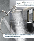 Dual Shower Head System with 8 Inch Square Rainfall Head and Handheld Spray 60 Inch Hose Wall Mount Bracket Brushed Nickel Finish
