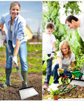 People using Heavy Duty Beefy Garden Cleaning Shovel With 59 Inch Adjustable Handle Carbon Steel Flat Shovel For Weeding Digging