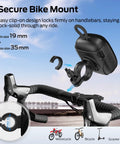 Outdoor Bluetooth Speaker with IPX7 Waterproof Rugged Build mounted on a bike handlebar using secure clip-on design.