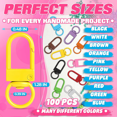 Premium Metal Lobster Clasps With Smooth Rollin Rings For Custom Keychains And Craft Supplies in vibrant colors, 1.28 inch size, suitable for DIY projects.