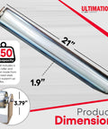Galvanized steel roller bracket set for conveyor systems; 21-in long, 1.9-in diameter, 250 lb capacity by Ultimation.