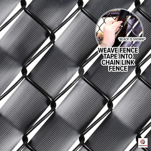 Close-up of Obsidian Black Chain Link Fence Privacy Tape, 250 Ft Coverage, No Fuss Slat Privacy for Gardens, Patios, Balconies