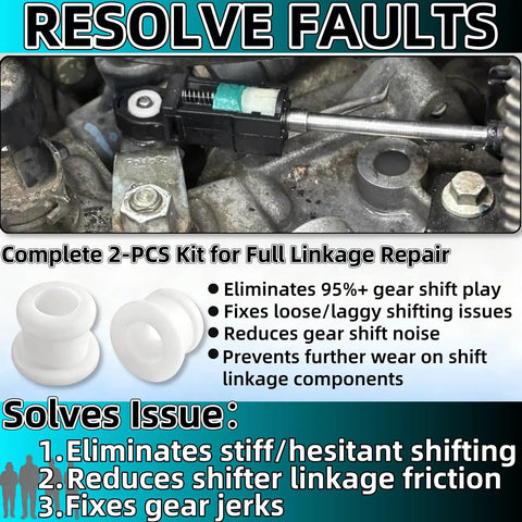 Ford Shift Cable Bushing Repair Kit 2 Pack Fits Focus MK Edge Escape Explorer Fusion Drop-In OEM Replacement For DG9Z-7K340-A KV6Z-7K340-A Durable Wear Resistant Bushings Easy Install Restore Smooth Shifts shown with installation tips